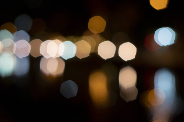 Blur bokeh background of city night light with vintage effect co - Photo, Image