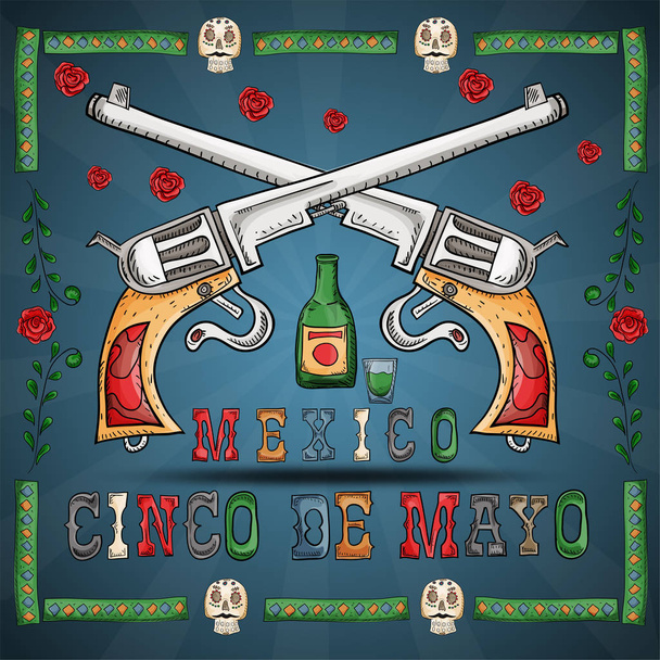 illustration 19 design on the Mexican theme of Cinco de mayo cel - Vector, Image