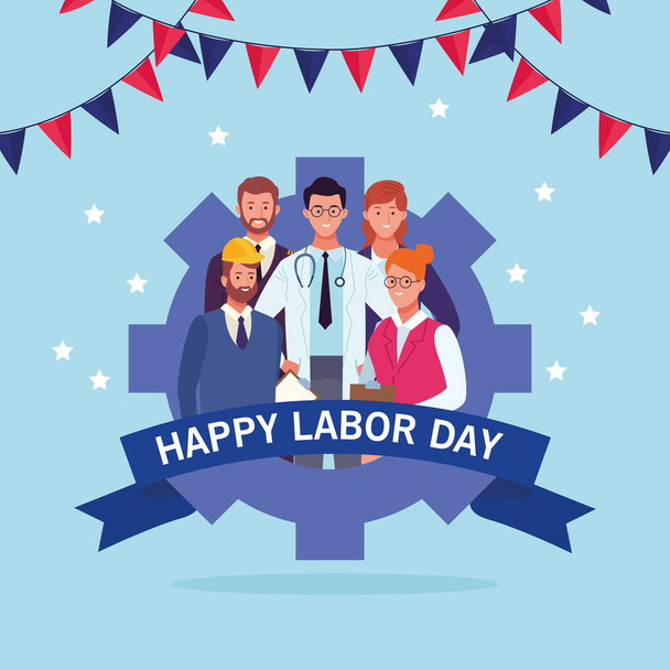 Happy κάρτα ημέρα εργασίας, ΗΠΑ διακοπές - Διάνυσμα, εικόνα