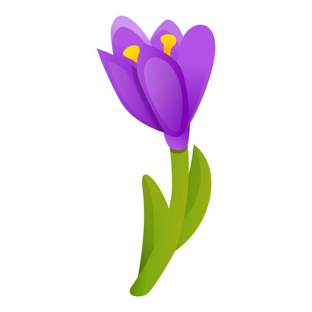 Blossom crocus icon, cartoon style - ベクター画像