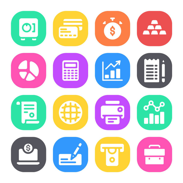 Business and Finance Related Flat Circle Icons - Vector, Image