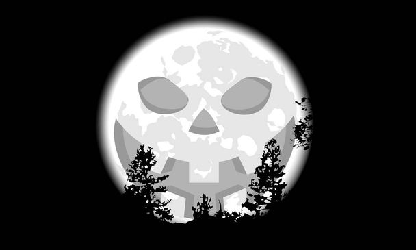 Silhouette pleine lune avec visage de citrouille, illustration d'art vectoriel
. - Vecteur, image