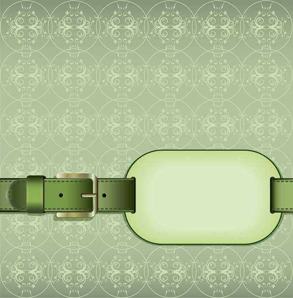 Vintage background with floral pattern, a belt with a buckle - ベクター画像