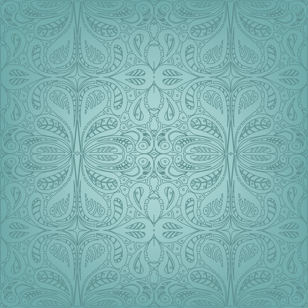 schönes blaues nahtloses Muster mit klassischen Ornamenten - Vektor, Bild
