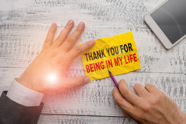 Text sign showing Thank You For Being In My Life. Conceptual photo loving someone for being by your side. - Photo, Image