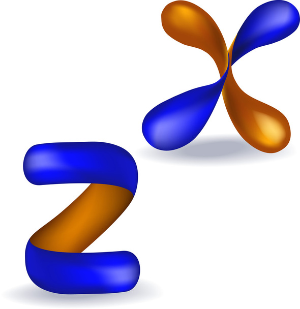 3d blue and orange letters z, x - Διάνυσμα, εικόνα