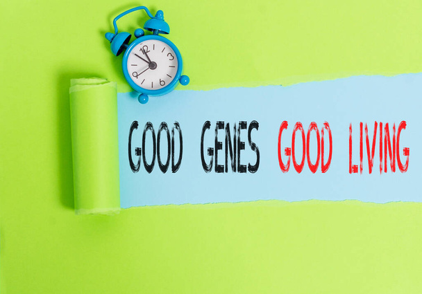 Fogalmi kézi írás, találat, jó gének jó élet. Fénykép szöveg öröklött genetikai eredményeink a hosszú élet egészséges élet. - Fotó, kép