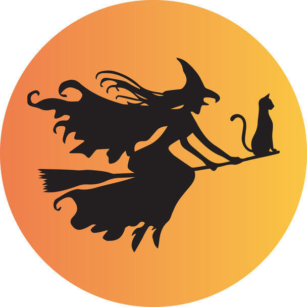 Witch on Broomstick - Vector, Image