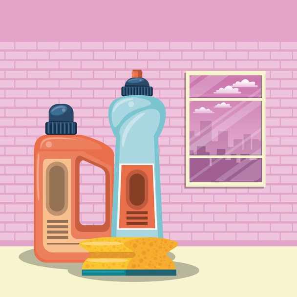 Cleaning products for home cartoons - Vector, Image