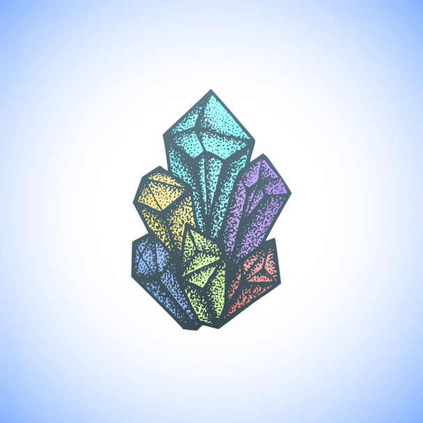 színes kézzel rajzolt kristály illusztráció - Vektor, kép