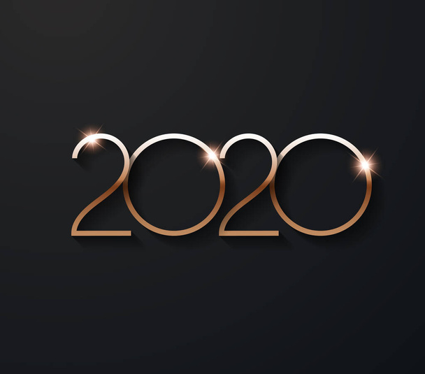 Nuevo año 2020 Elegante plantilla minimalista de texto dorado
. - Vector, imagen