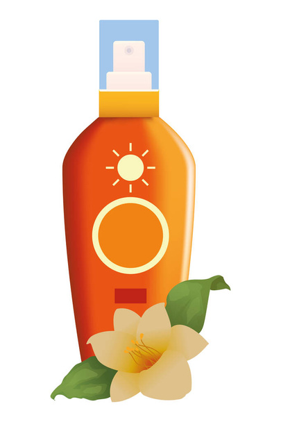 Güneş bronzlaştırıcı şişe kozmetik ürün - Vektör, Görsel
