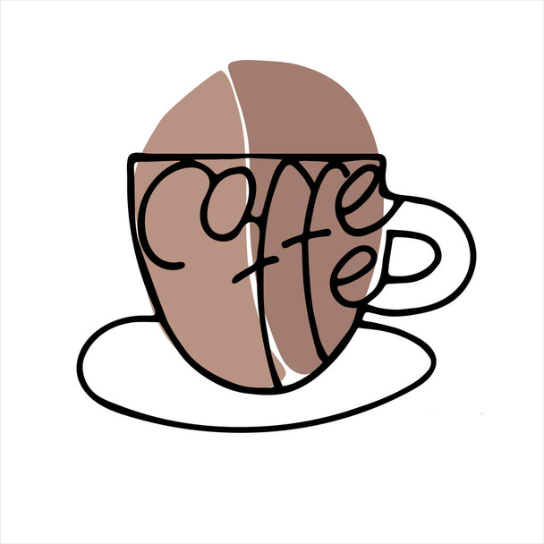 Ručně kreslený šálek kávy s ručně psaným nápisem. Izolováno na bílém - Vektor, obrázek