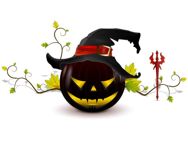 evil pumpkin with hat - Vector, Image