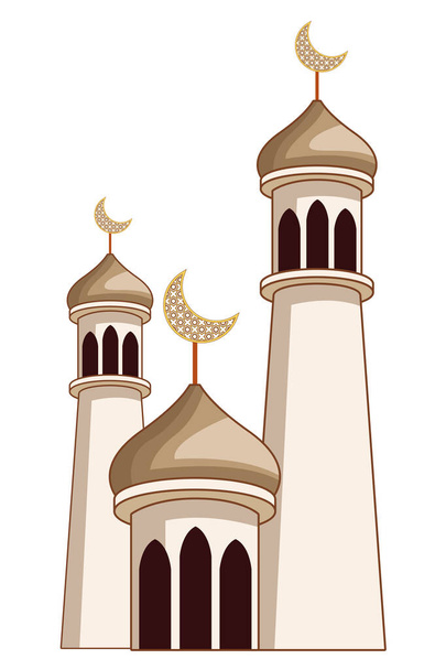 Eid πύργους mubarak με τέταρτο φεγγάρι - Διάνυσμα, εικόνα