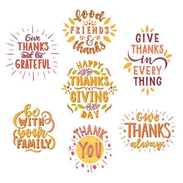 Happy thanksgiving day set. - Vector, Image
