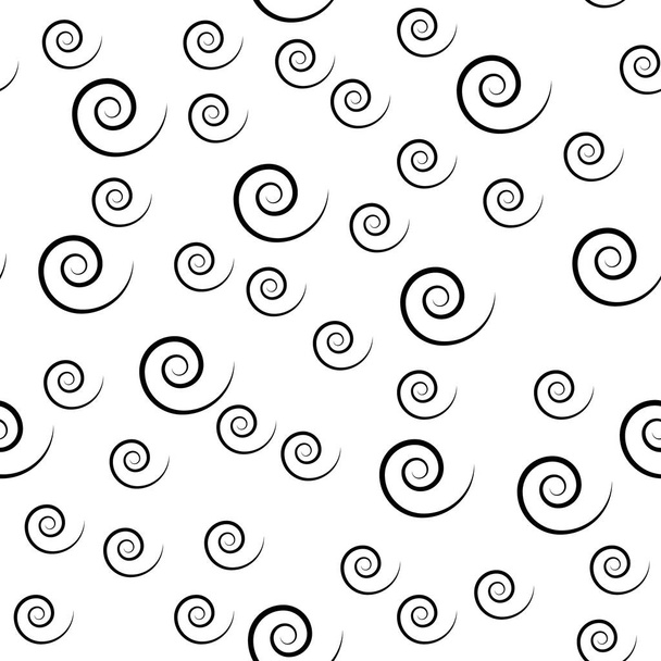 螺旋状のシームレスなパターン、白い背景に隔離された黒いツイル。ベクトル包装紙  - ベクター画像
