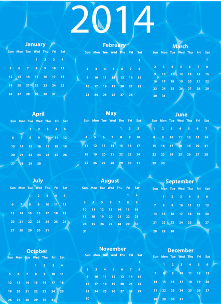 wody kalendarz 2014 - Wektor, obraz