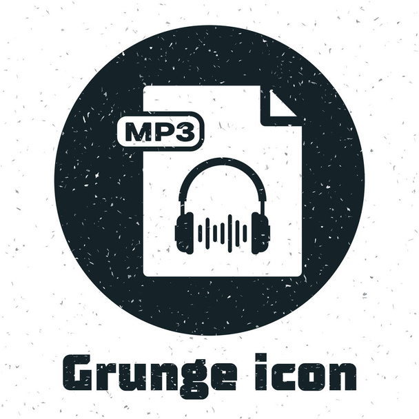 Grunge MP3 file document. Download mp3 button icon isolated on white background. Mp3 music format sign. MP3 file symbol. Vector Illustration - Vector, Image