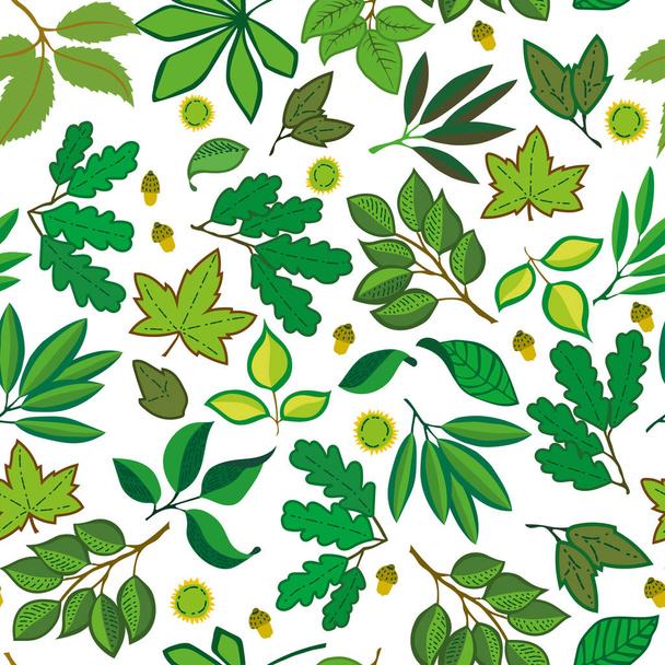 απρόσκοπτη φόντο με πράσινα φύλλα - Διάνυσμα, εικόνα