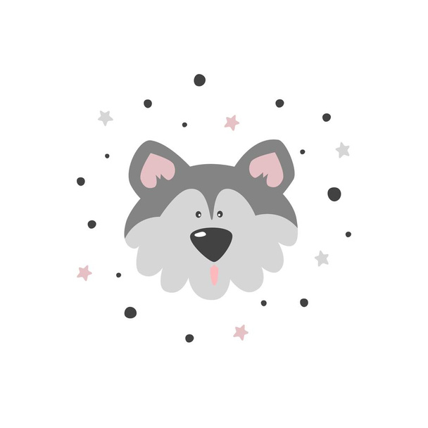 Cute cartoon vector character dog. Baby vector print with cute dog. - Vektor, Bild