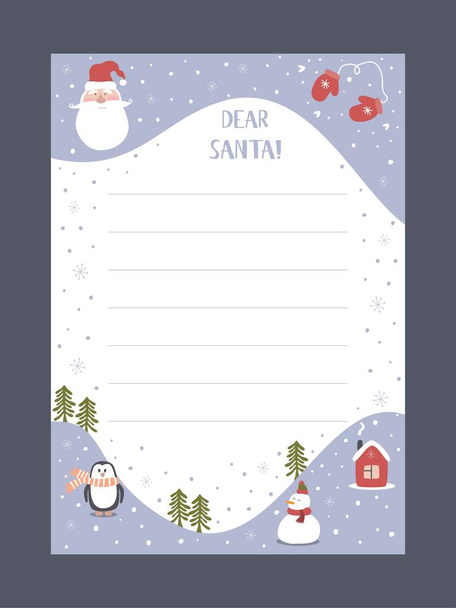 Christmas letter from Santa Claus template. layout in A4 size. Vector illustration. - Vecteur, image