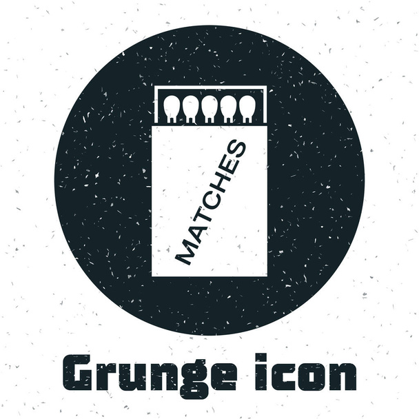 Grunge Open matchbox e fiammiferi icona isolata su sfondo bianco. Illustrazione vettoriale
 - Vettoriali, immagini