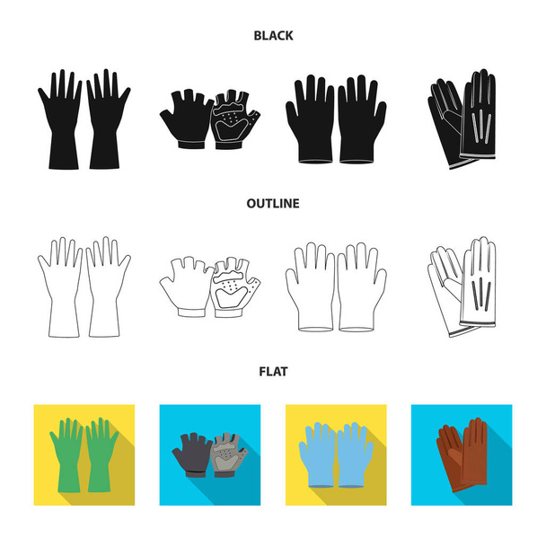 Geïsoleerde object van handschoen en winter teken. Set handschoen en apparatuur aandelensymbool voor web. - Vector, afbeelding