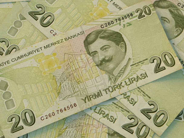 Moneda turca. Dinero de fondo de negocios de Turquía. Turco L
 - Foto, imagen