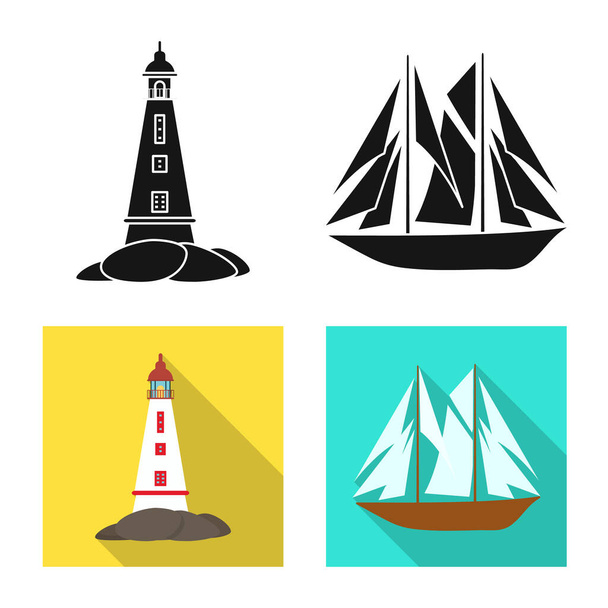 Vector illustration of travel and attributes symbol. Collection of travel and seafaring stock symbol for web. - Vetor, Imagem