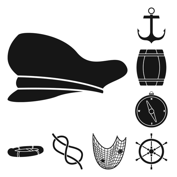 Vector illustration of attributes and vintage sign. Collection of attributes and sea vector icon for stock. - Vektori, kuva