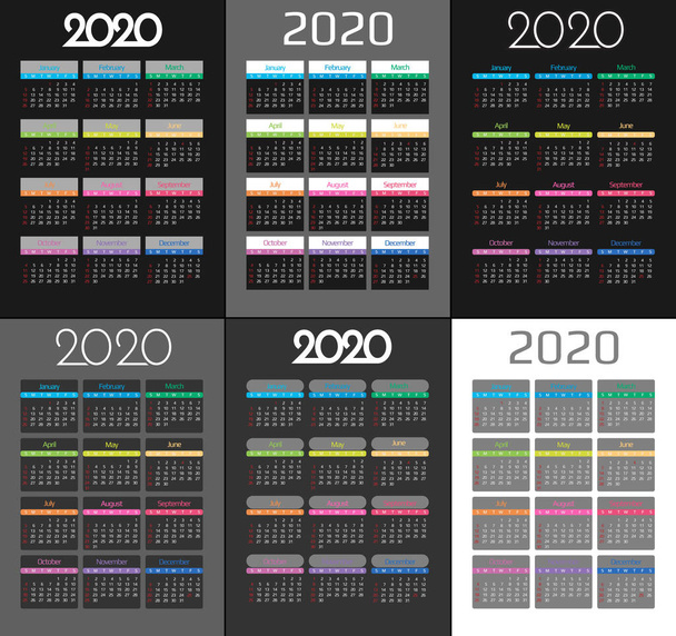 Šablony kalendáře 2020 a 2021. dvanáct měsíců. zahrnout událost svátků - Vektor, obrázek