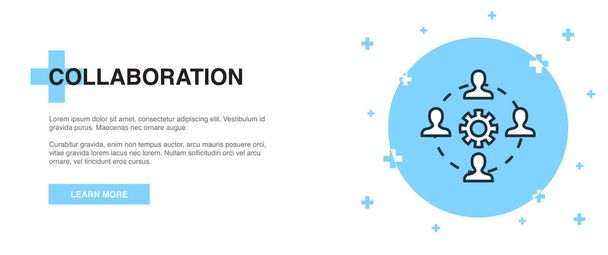 collaboration icon, banner outline template concept. collaboration line illustration - Vektor, Bild