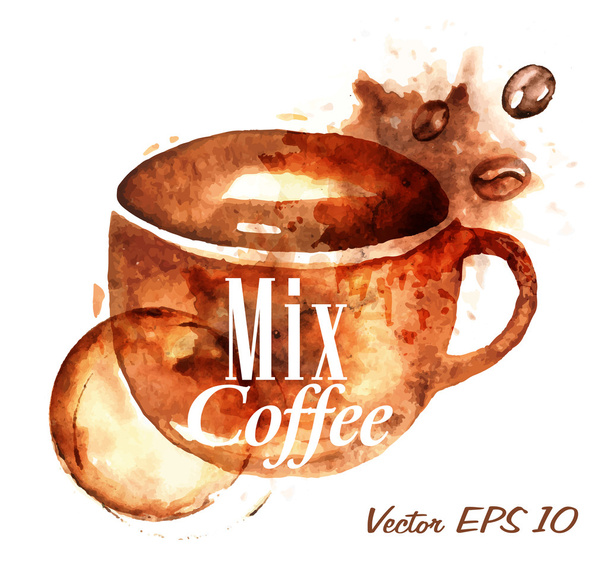 Tazza disegnata versare il caffè con l'iscrizione mix caffè
 - Vettoriali, immagini