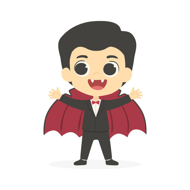 Halloween niedlich Dracula Vampir Junge Kostümvektor - Vektor, Bild