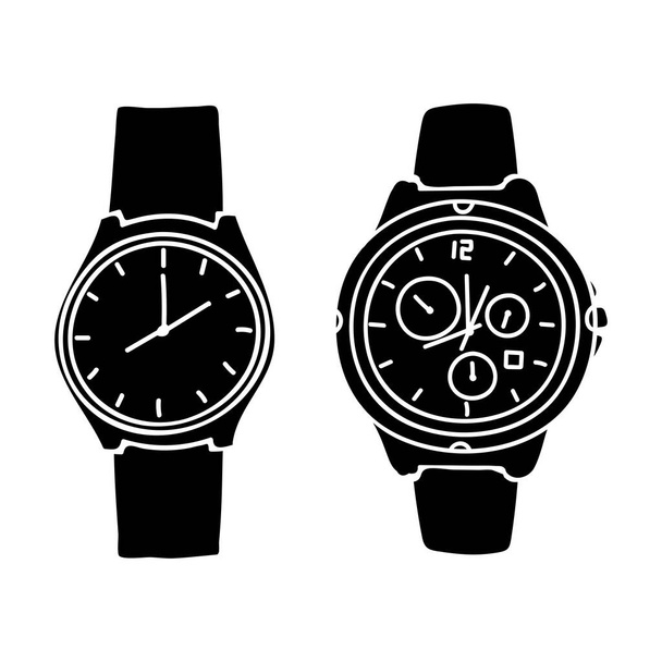 silhouette design wristwatch - Vector, imagen