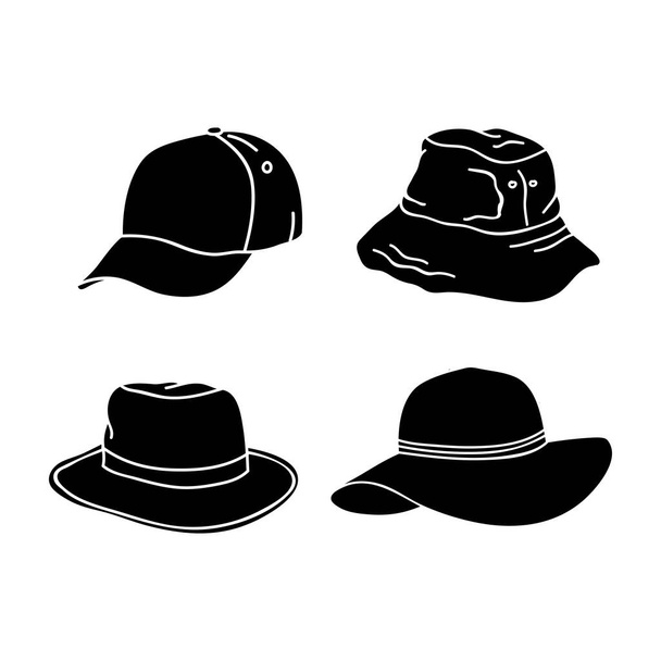 シルエット帽子デザイン - ベクター画像