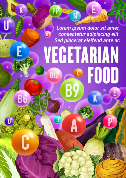 Vitamíny a minerály v rajské zelenině, fazole - Vektor, obrázek