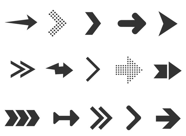 Flechas negras colocadas aisladas sobre fondo blanco. Colección para diseño web, interfaz, interfaz de usuario y más. Ilustración vectorial
 - Vector, Imagen