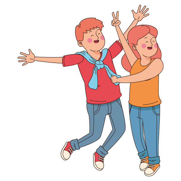 Adolescentes amigos sonriendo y divertirse dibujos animados
 - Vector, Imagen