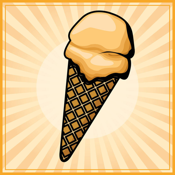Ice Cream kegel met Scoop - Vector, afbeelding
