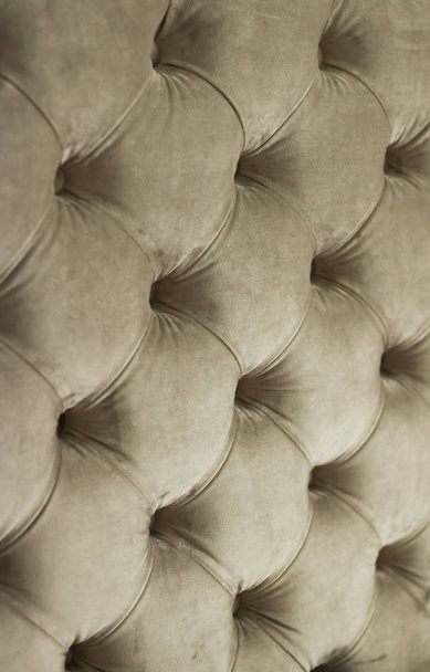Luxury velour quilted sofa upholstery with buttons, elegant home - Foto, immagini