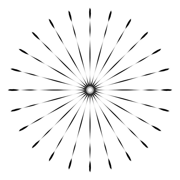 Retro Sun Burst Shape. Logo vintage, etiquetas, insignias. Elemento de diseño vectorial aislado. Explosión mínima de fuegos artificiales negros
 - Vector, imagen