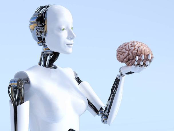 3D renderelés a női robot mesterséges intelligencia koncepció. - Fotó, kép