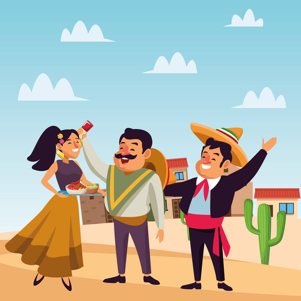 ícone da cultura tradicional mexicana desenhos animados
 - Vetor, Imagem