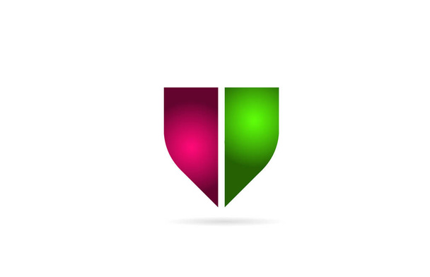 pink green color V letter logo alphabet for icon design - Вектор,изображение