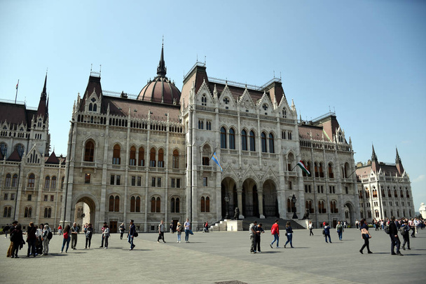 Budapest, Hungary 04.24.2019: Picture  of the amazing Parliament of Hungary at Budapest - 写真・画像