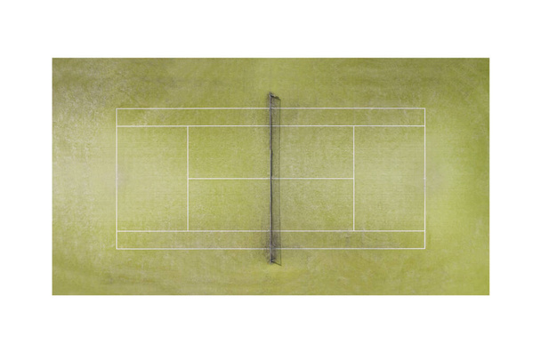 empty green tennis court isolated on a white background - Photo, Image