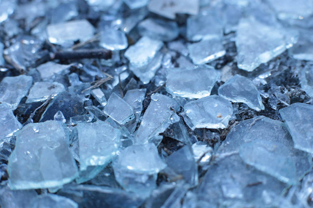 many micro glass fragments as a background of small pieces of ice macro view - Photo, Image