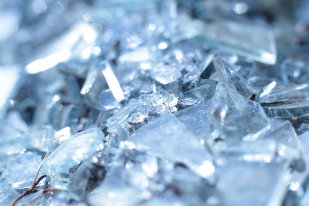 many micro glass fragments as a background of small pieces of ice macro view - Fotografie, Obrázek